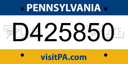 D425850 Pennsylvania License Plate