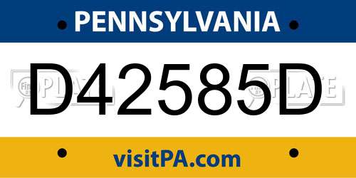 D42585D Pennsylvania License Plate