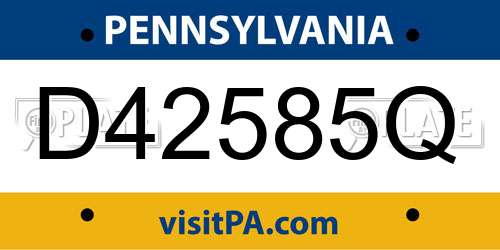 D42585Q Pennsylvania License Plate