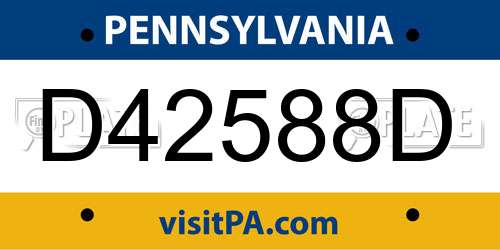 D42588D Pennsylvania License Plate