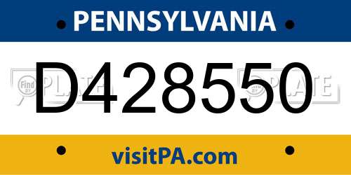 D428550 Pennsylvania License Plate