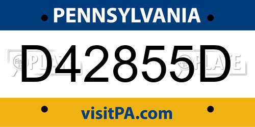 D42855D Pennsylvania License Plate