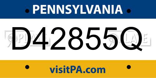 D42855Q Pennsylvania License Plate