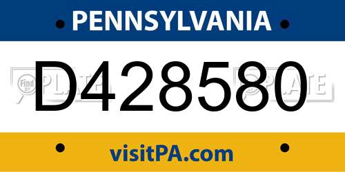 D428580 Pennsylvania License Plate