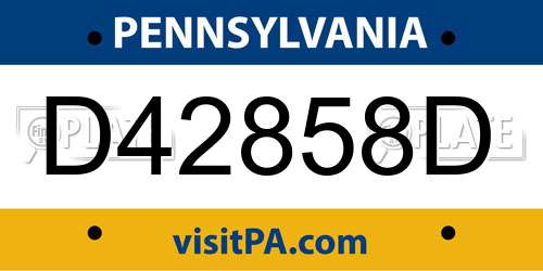 D42858D Pennsylvania License Plate