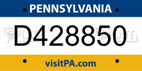 D428850 Pennsylvania License Plate