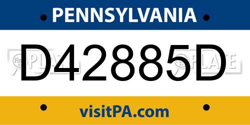 D42885D Pennsylvania License Plate