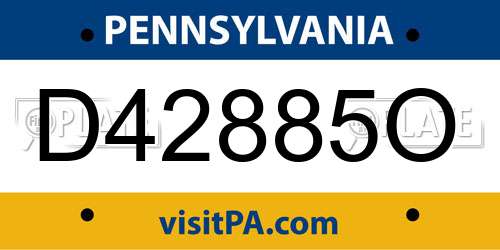 D42885O Pennsylvania License Plate
