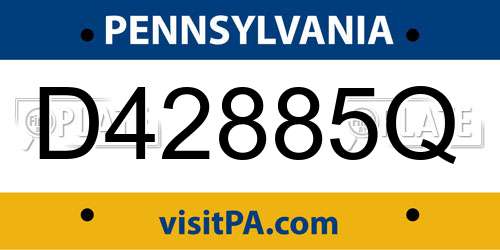 D42885Q Pennsylvania License Plate