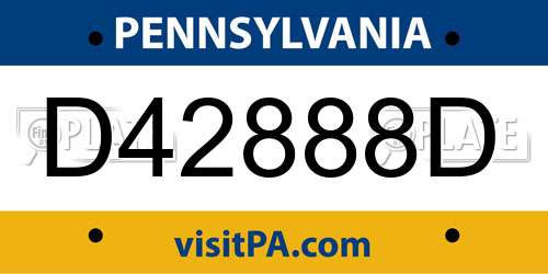 D42888D Pennsylvania License Plate