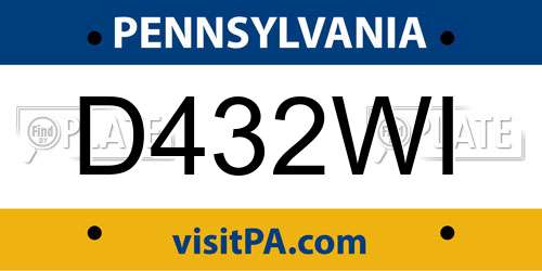 D432WI Pennsylvania License Plate