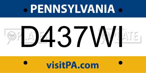 D437WI Pennsylvania License Plate