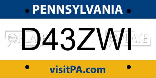 D43ZWI Pennsylvania License Plate