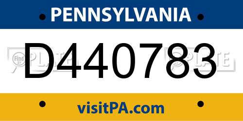 D440783 Pennsylvania License Plate