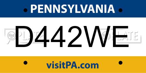D442WE Pennsylvania License Plate