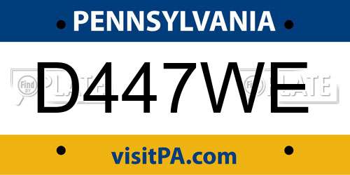 D447WE Pennsylvania License Plate