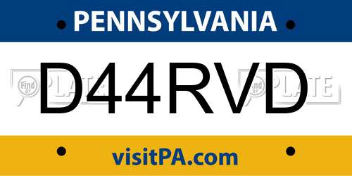 D44RVD Pennsylvania License Plate