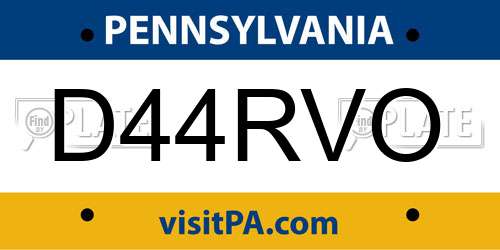 D44RVO Pennsylvania License Plate