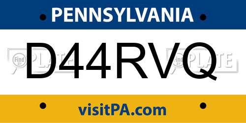 D44RVQ Pennsylvania License Plate