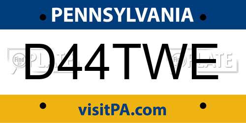 D44TWE Pennsylvania License Plate
