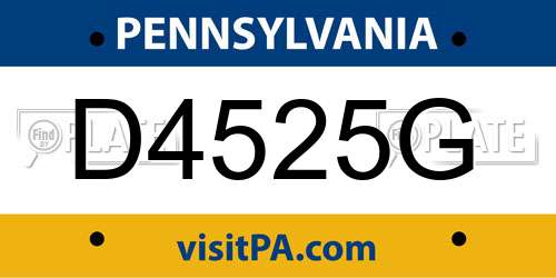 D4525G Pennsylvania License Plate