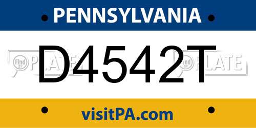 D4542T Pennsylvania License Plate