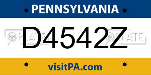 D4542Z Pennsylvania License Plate