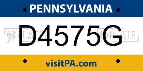 D4575G Pennsylvania License Plate