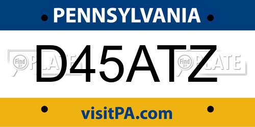 D45ATZ Pennsylvania License Plate