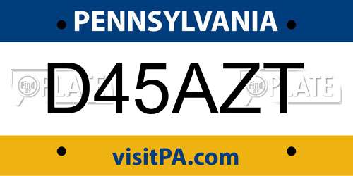 D45AZT Pennsylvania License Plate