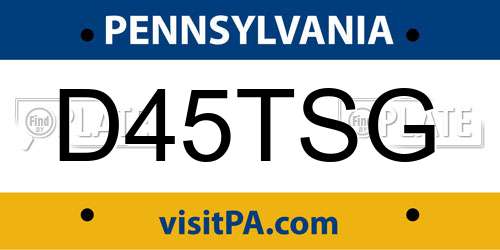 D45TSG Pennsylvania License Plate