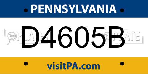 D4605B Pennsylvania License Plate