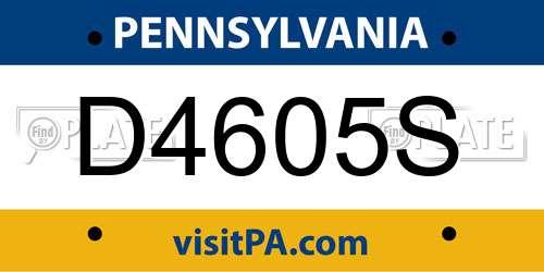D4605S Pennsylvania License Plate