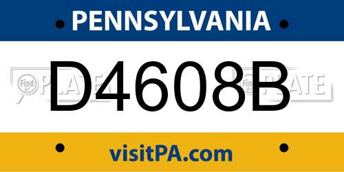 D4608B Pennsylvania License Plate