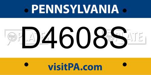 D4608S Pennsylvania License Plate