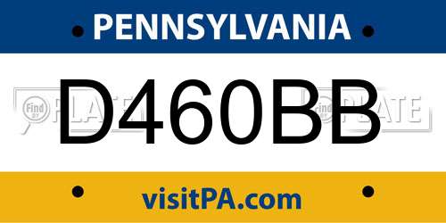 D460BB Pennsylvania License Plate