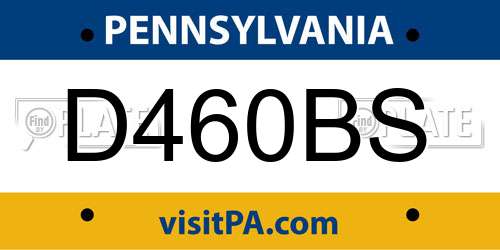 D460BS Pennsylvania License Plate