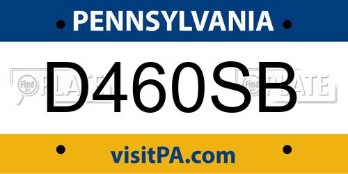D460SB Pennsylvania License Plate