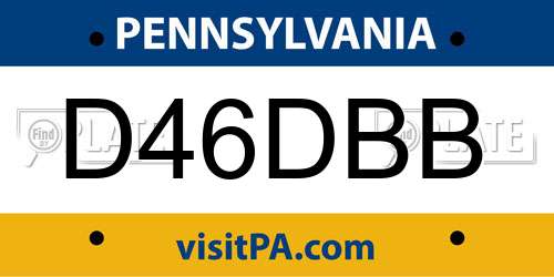 D46DBB Pennsylvania License Plate