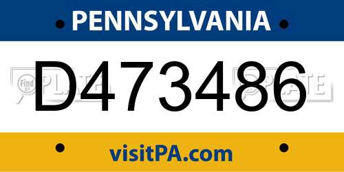 D473486 Pennsylvania License Plate