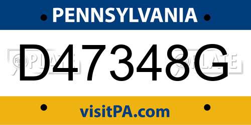 D47348G Pennsylvania License Plate