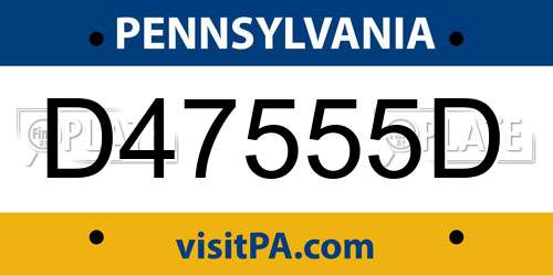 D47555D Pennsylvania License Plate