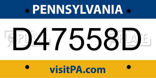 D47558D Pennsylvania License Plate