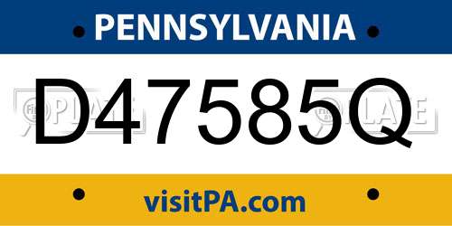 D47585Q Pennsylvania License Plate