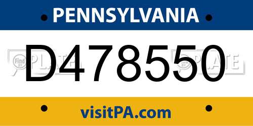 D478550 Pennsylvania License Plate