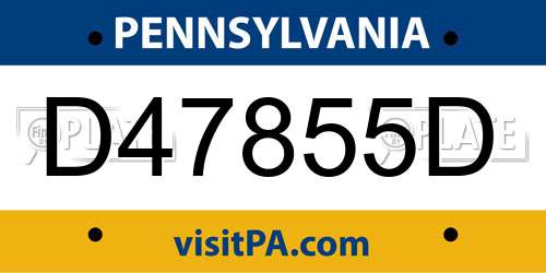 D47855D Pennsylvania License Plate