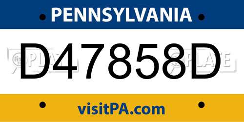 D47858D Pennsylvania License Plate