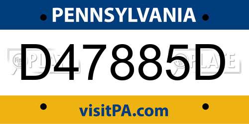 D47885D Pennsylvania License Plate