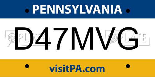 D47MVG Pennsylvania License Plate