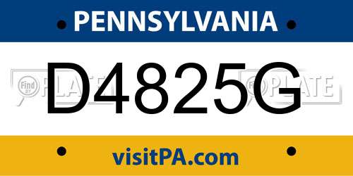 D4825G Pennsylvania License Plate